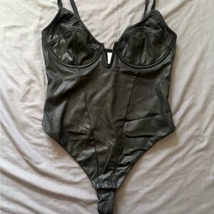 Popilush Faux Leather Bodysuit